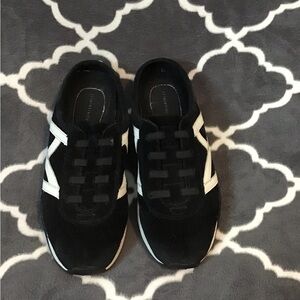 Relativity Black and White Suede Mules with White Accent 8M